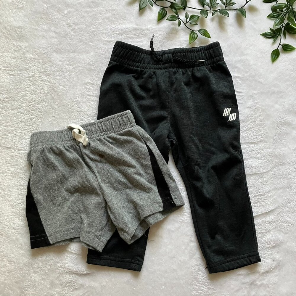 Sport Place Baby Pants and Shorts Set 12-18M Black Grey GUC Bonus